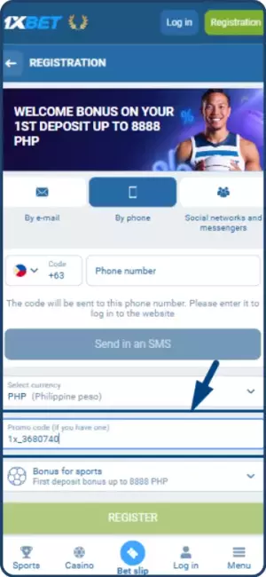 Enter the 1xBet Promo Code